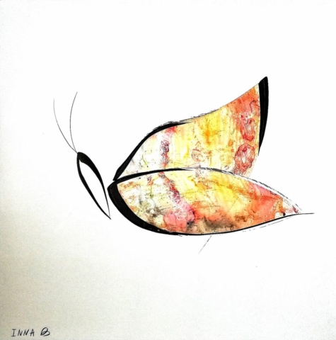 Dessin gestuel calligraphie Papillon unique