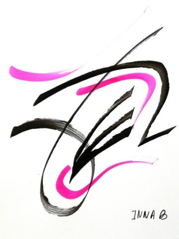 Dessin gestuel calligraphie abstraite unique