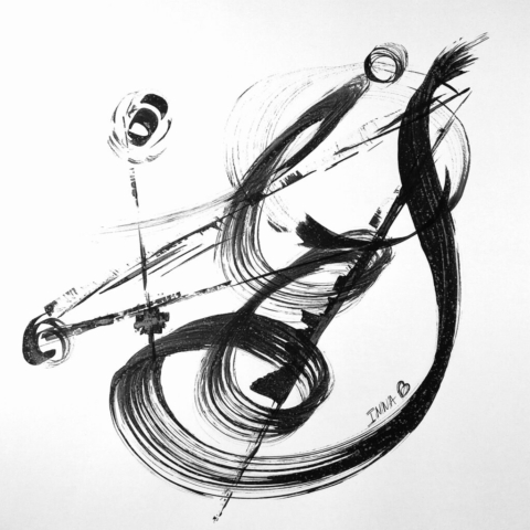 Dessin gestuel calligraphie abstraite unique