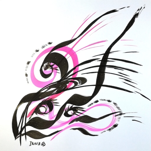 Dessin gestuel calligraphie abstraite unique