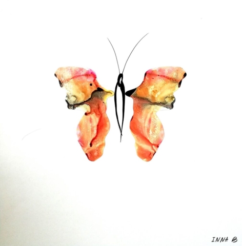 Dessin gestuel calligraphie Papillon unique